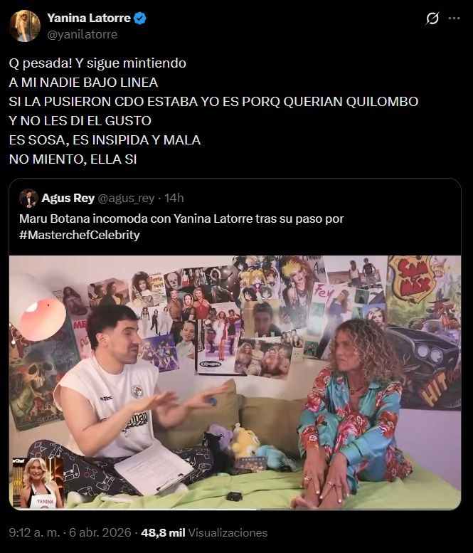 La furia de Yanina Latorre contra Maru Botana