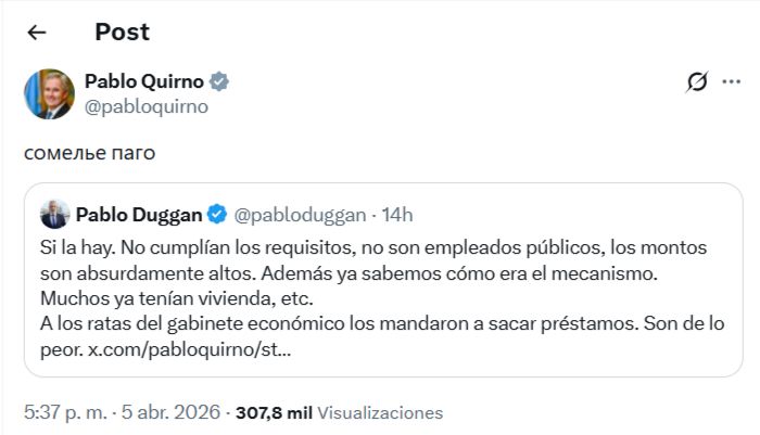 Pablo Quirno chicaneó en ruso a Duggan