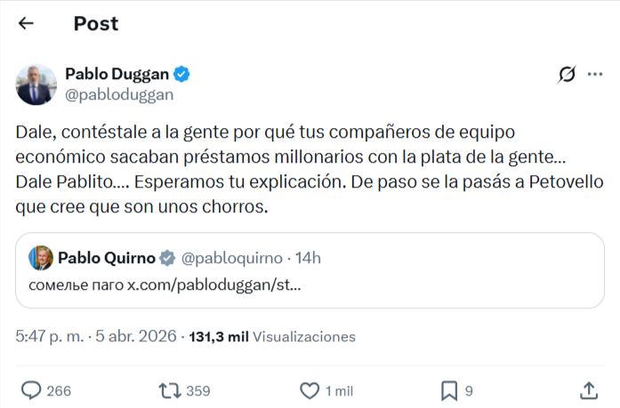 Posteo Duggan dale Pablito