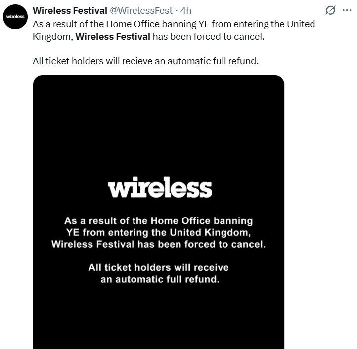 Wireless Festival cancelado