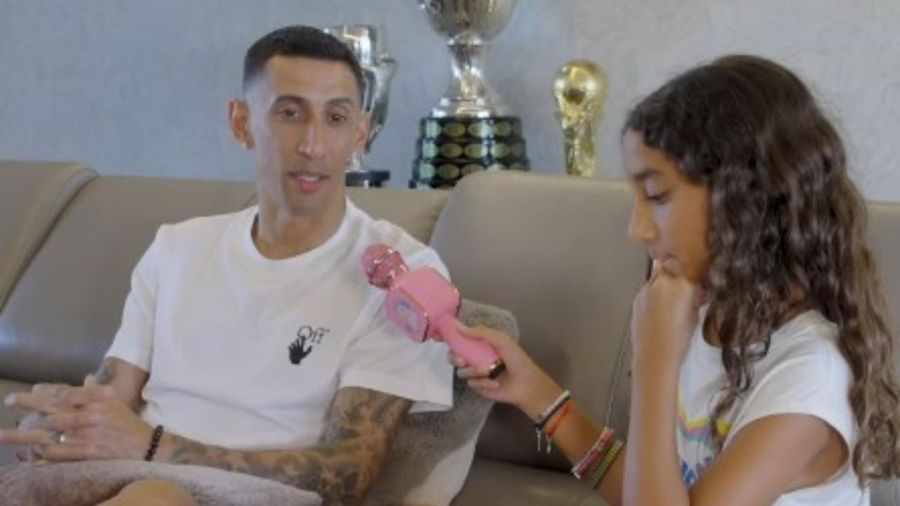 Ángel Di María, Mía, Pía y Jorgelina Cardoso