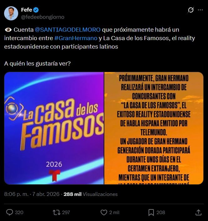 Anunciaron un intercambio internacional en Gran Hermano Generación Dorada