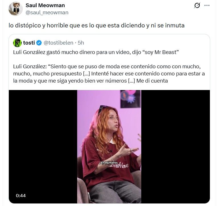 Enojo contra Luli Gonzalez