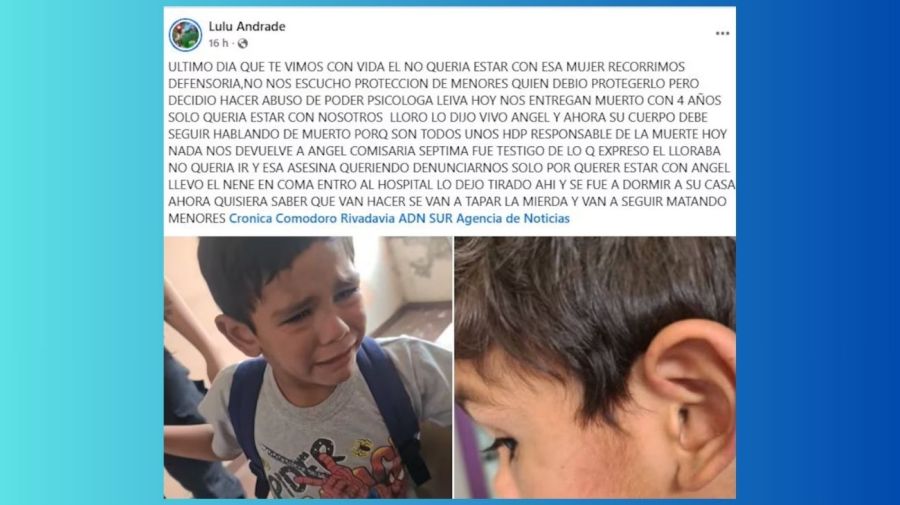 La madrastra de Ángel, Lorena Andrade, apuntó en Facebook contra la madre del nene
