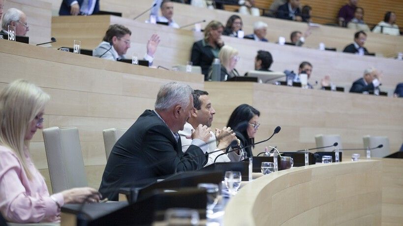 El legislador Flores en su banca durante la sesion