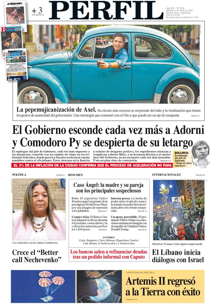 La tapa del Diario PERFIL del sábado 11 de abril de 2026