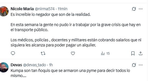 Las respuestas al posteo de Javier Lanari sobre resumen semanal de gestión.