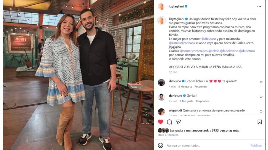 El mensaje de Lizy Tagliani antes del regreso de La Peña de Morfi