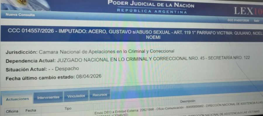 Captura de la denuncia contra el jefe de seguridad de Rivar Plate, Gustavo Acero, por presunto abuso sexual