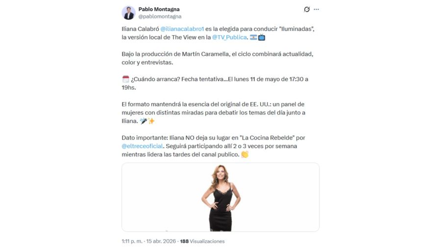 Iliana Calabró desembarca en la TV Pública