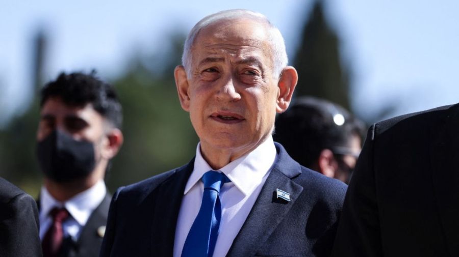 Benjamin Netanyahu en una ceremonia por el Día anual de Conmemoración del Holocausto