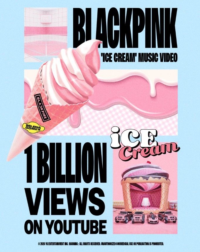  Ice Cream de BLACKPINK y Selena Gomez 1 billón de visualizaciones en YouTube