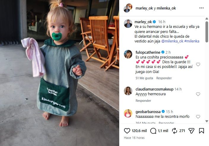 Marley mostró cómo le queda el delantal de jardín a Milenka