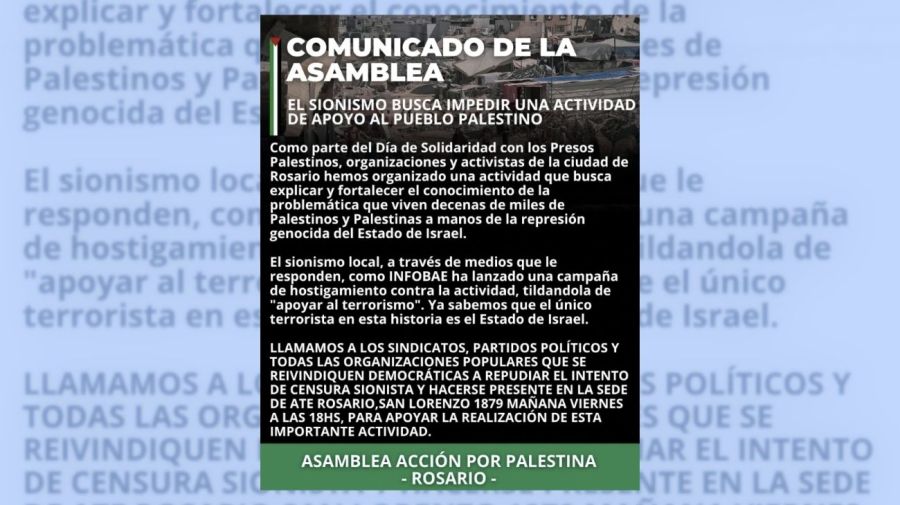 Fuerte repudio por una conferencia con miembros de grupos terroristas palestinos en Rosario