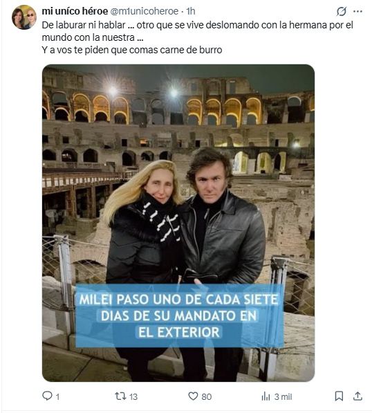 Algunas de las respuestas, entre rescatables sin insultos, al tuit del presidente Milei desde el Muro de los Lamentos.