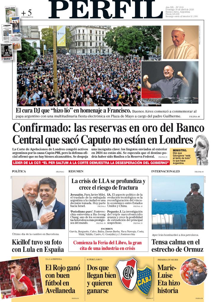 La tapa del Diario PERFIL del domingo 19 de abril de 2026