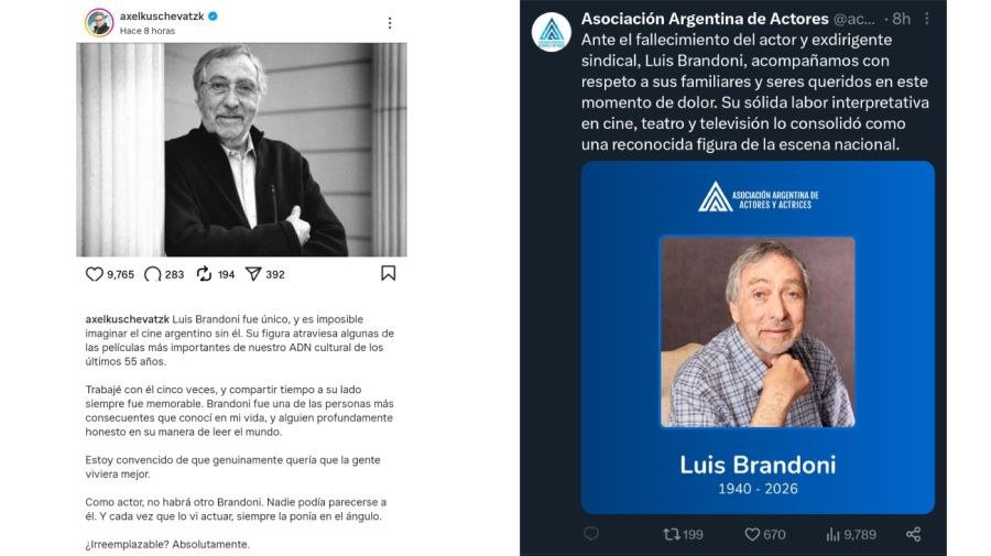 Despedida a Luis Brandoni en redes sociales