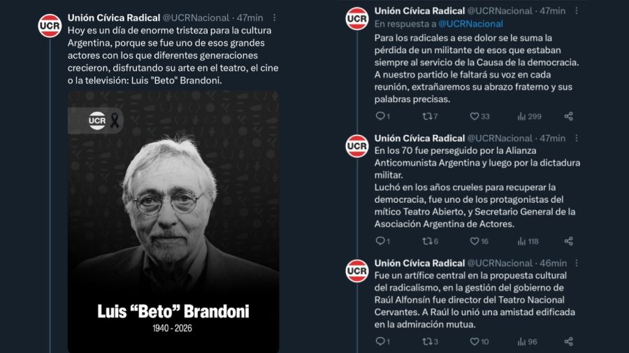 Despedida a Luis Brandoni en redes sociales
