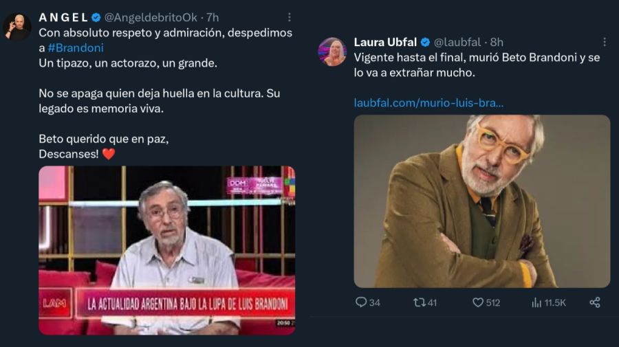 Despedida a Luis Brandoni en redes sociales