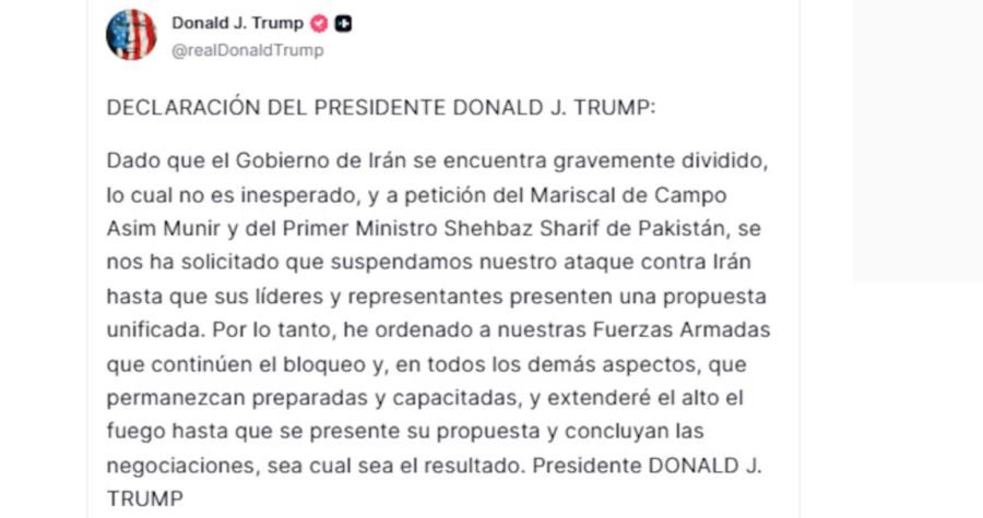 Donald Trump anunció una extensión del alto el fuego con Irán 20260421