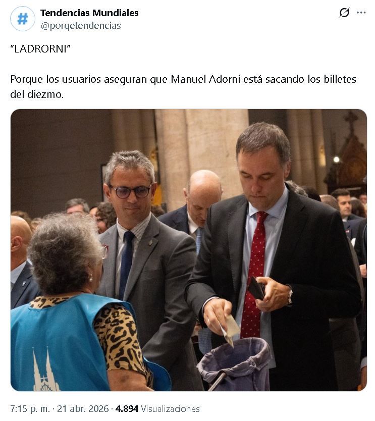 Adorni, el diezmo y el cálculo en vivo.