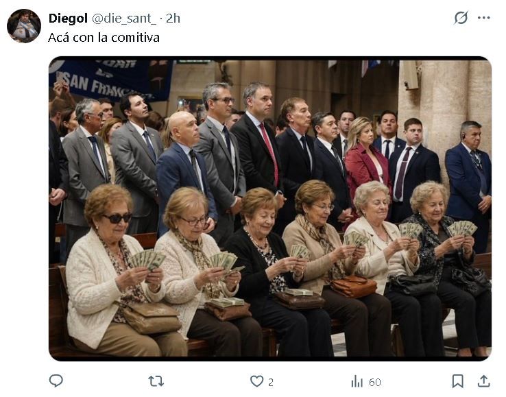 El diezmo de Manuel Adorni: Misa, cámara, meme, acción