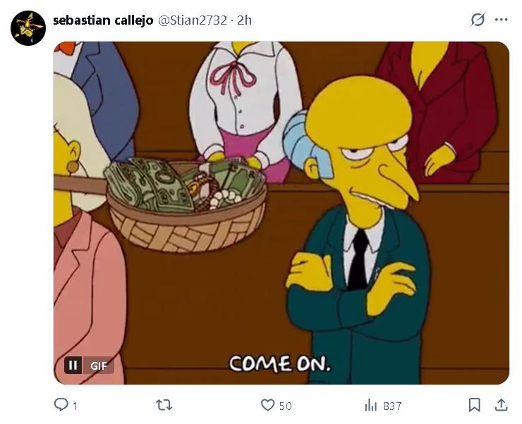 El diezmo de Manuel Adorni y el del Señor Burns, de Los Simpsons
