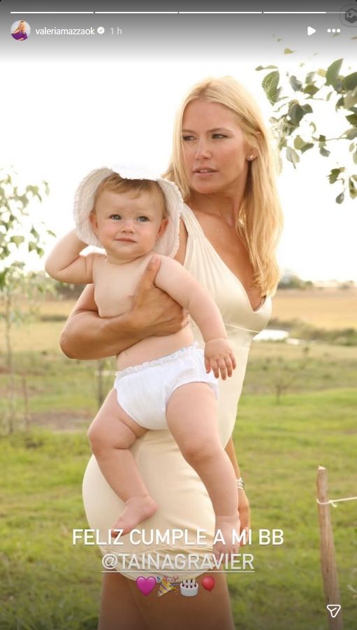 Valeria Mazza y su hija Taína Gravier de bebé