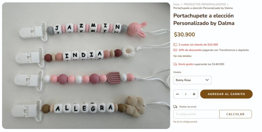 Portachupetes creados por Dalma Maradona