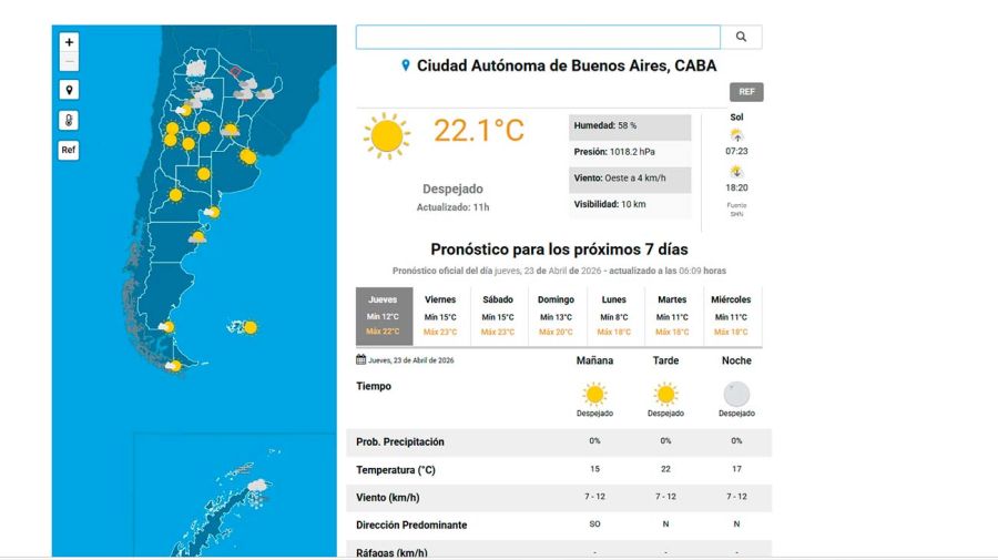 Servico Meteorológico Nacional 23042026