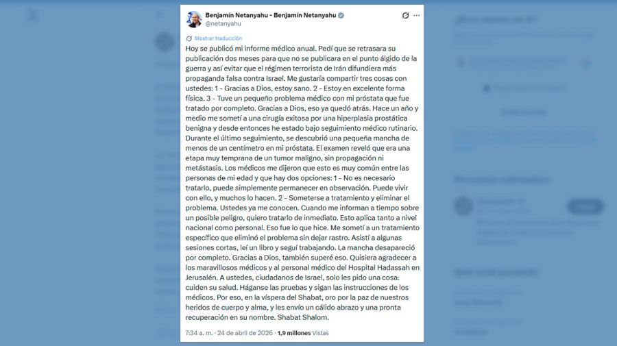 Posteo Benjamin Netanyahu 24042026