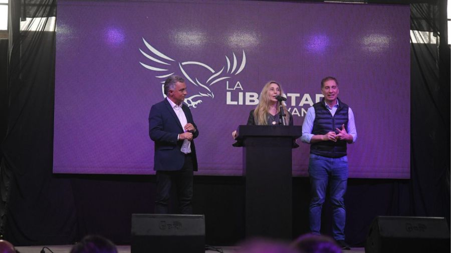 Karina Milei, Sebastián Pareja y Diego Santilli