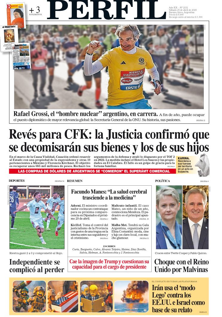 La Tapa del Diario PERFIL del sábado 25 de abril de 2026