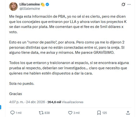 Lilia Lemoine posteó contando 