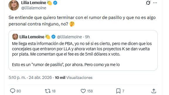 Lilia Lemoine posteó contando 