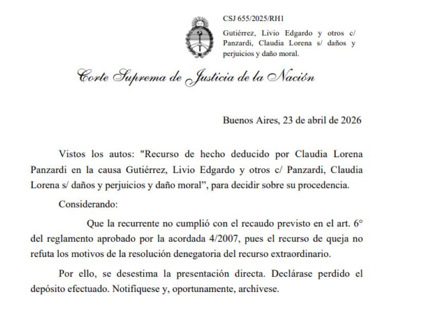 27-04-2026 Caso Panzardi Corte Suprema fallo twitter