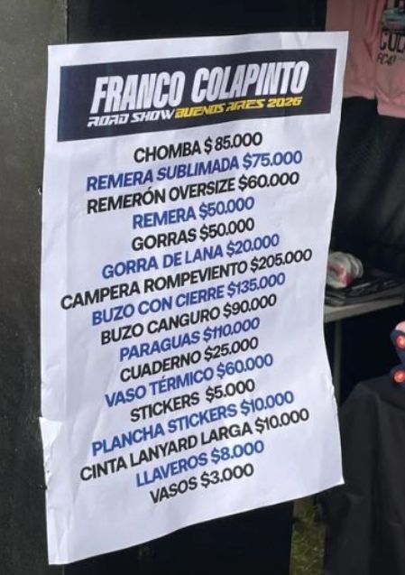 Consumo de merch Colapinto