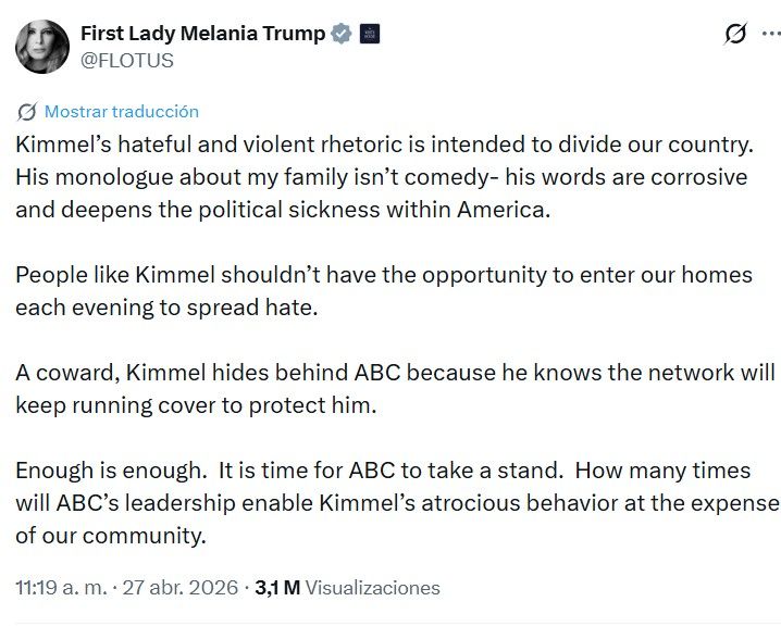 Melania Trump contra Jimmy Kimmel