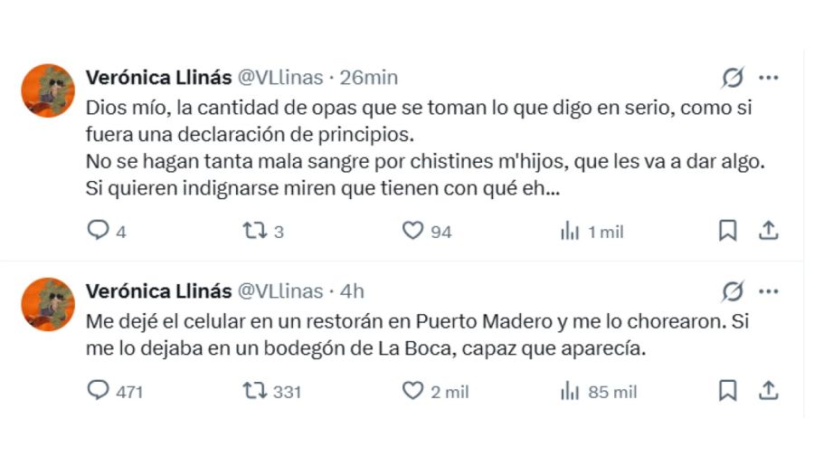 Verónica Llinás perdió su celular