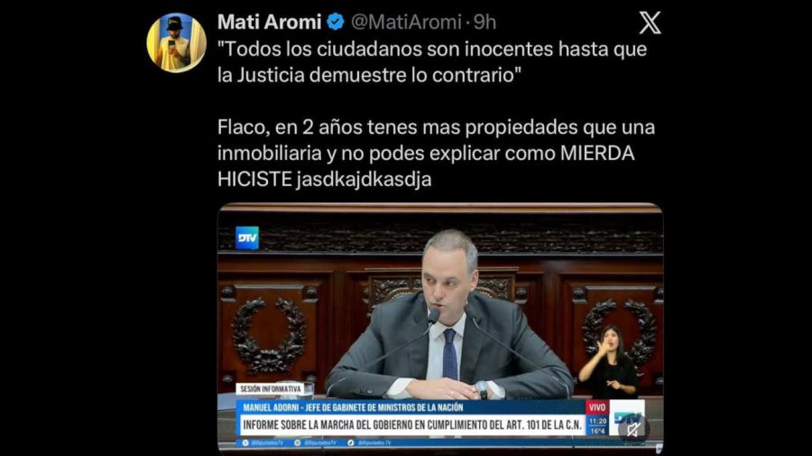 Memes de Adorni en el Congreso 20260429