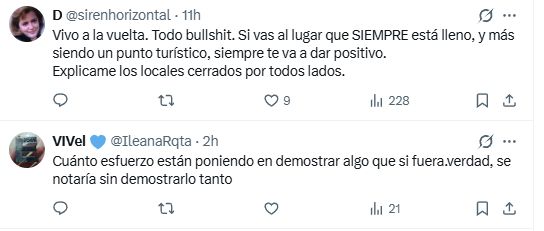Algunas de las respuestas al retuiteo presidencial del posteo que mostraba a la pizzería 