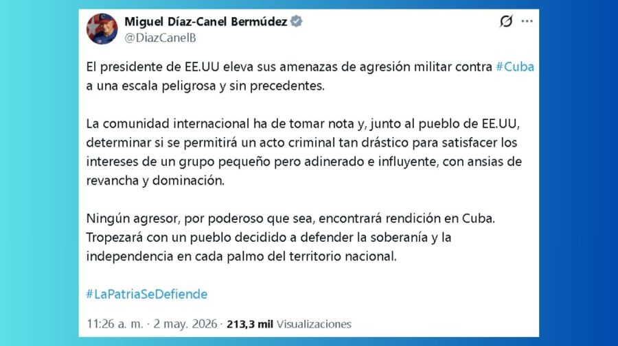 El mensaje de Miguel Díaz-Canel en X sobre las amenazas de Donald Trump contra Cuba