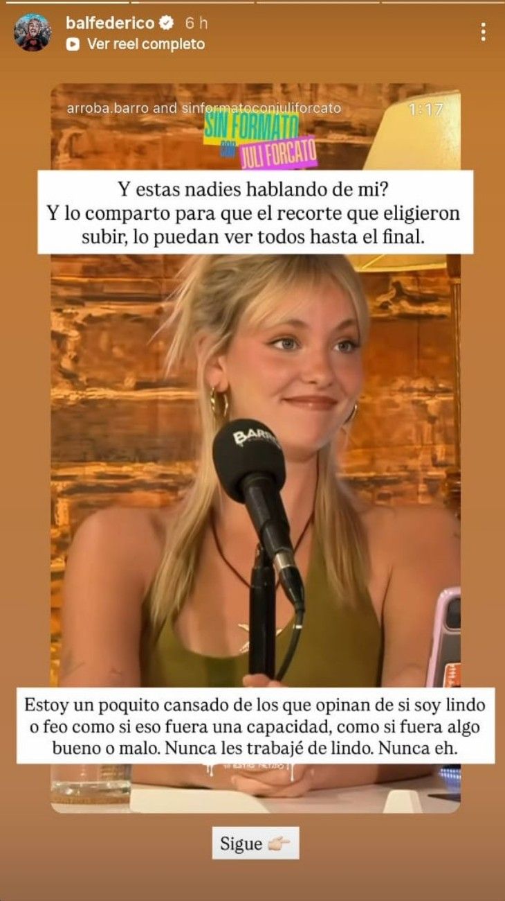El feroz descargo de Fede Bal 