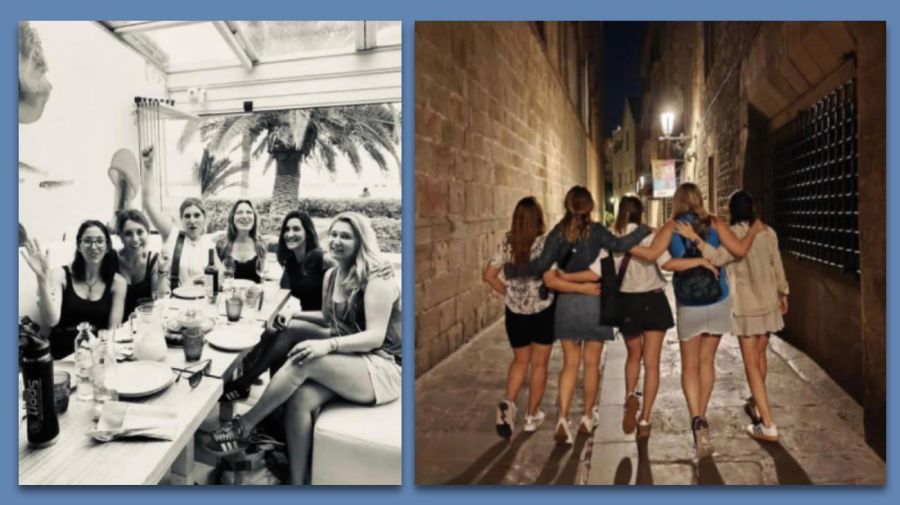 Bettina Angeletti, esposa de Adorni, en su viaje a España con amigas
