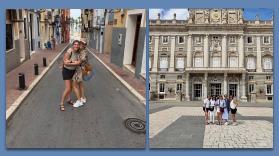 Bettina Angeletti, esposa de Adorni, en su viaje a España con amigas