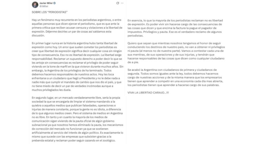 Javier Milei X 04052026