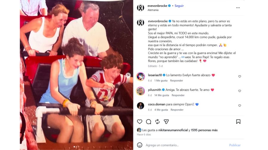 El desconsuelo de Evelyn Von Brocke tras la muerte de su papá