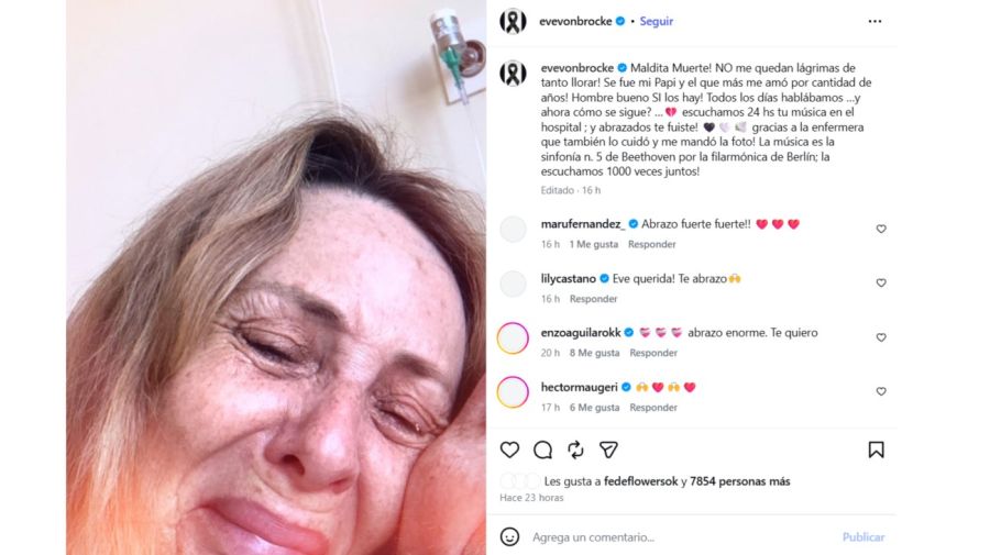 El desconsuelo de Evelyn Von Brocke tras la muerte de su papá