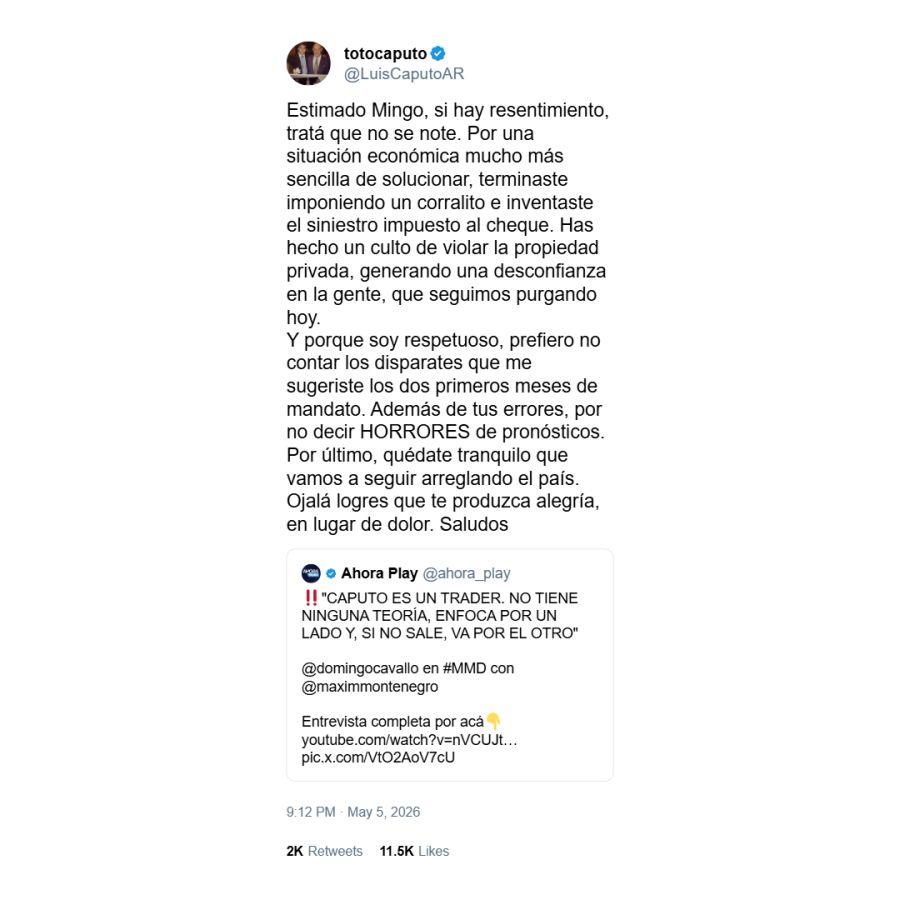 Luis Caputo contra Domingo Cavallo