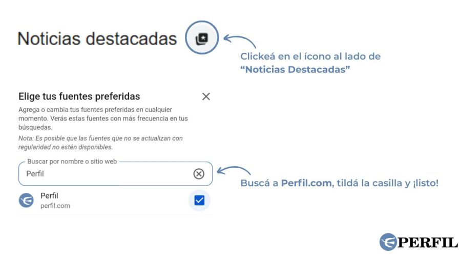 Seguir a Perfil en Fuentes Preferidas de Google